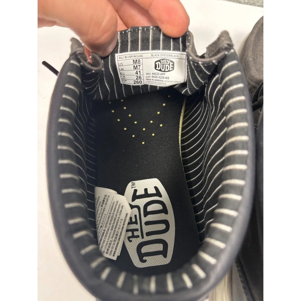 Hey Dude Wally Mid Grip Vin Classic Size 8 Black Oyster Black‎